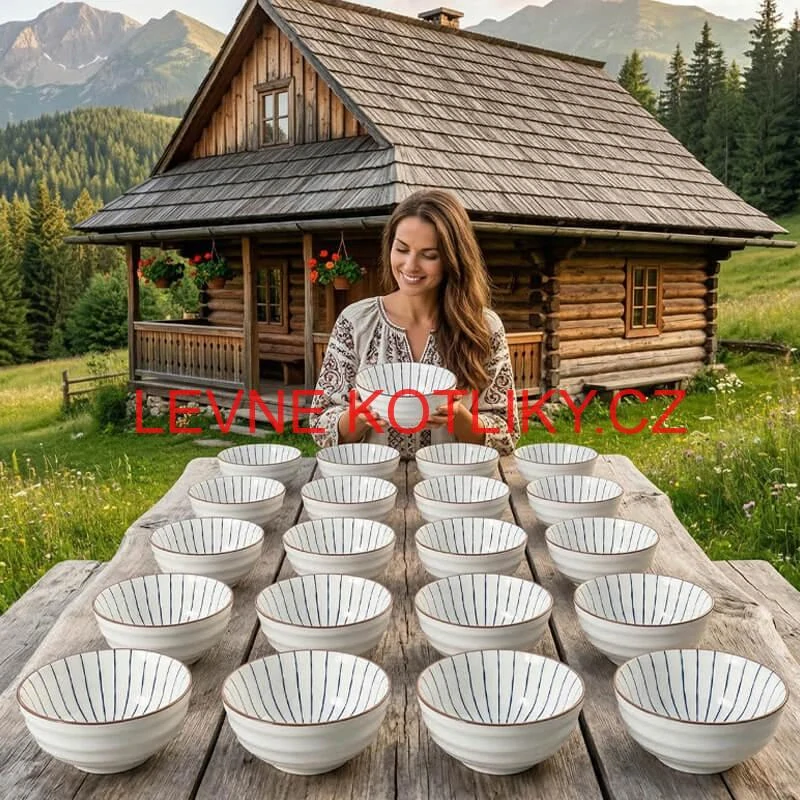 Sada 6 ks velkých keramických misek na guláš a polévky, 1 litr