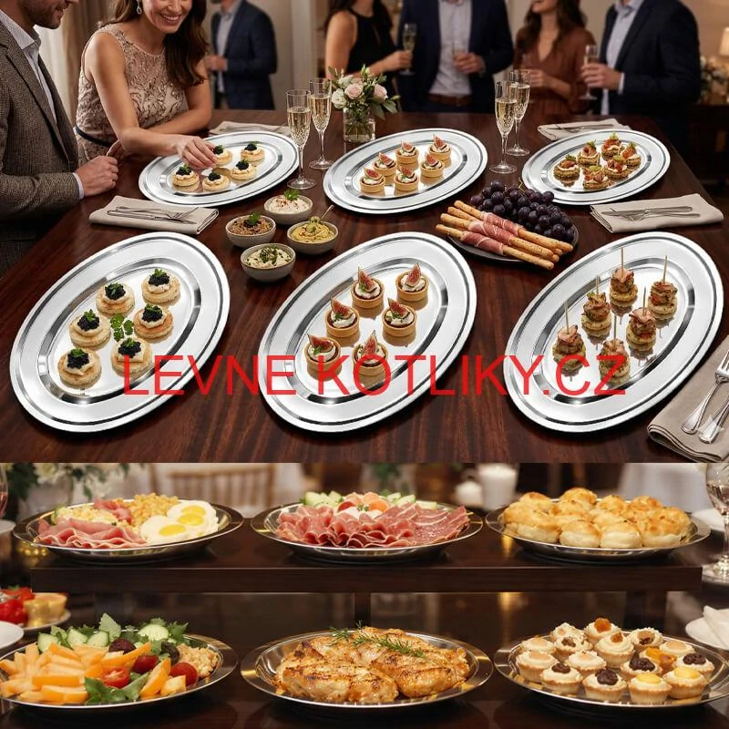 Nerezové podnosy pro catering - set 6 ks (40,5cm) - Servíruj s jistotou a stylem