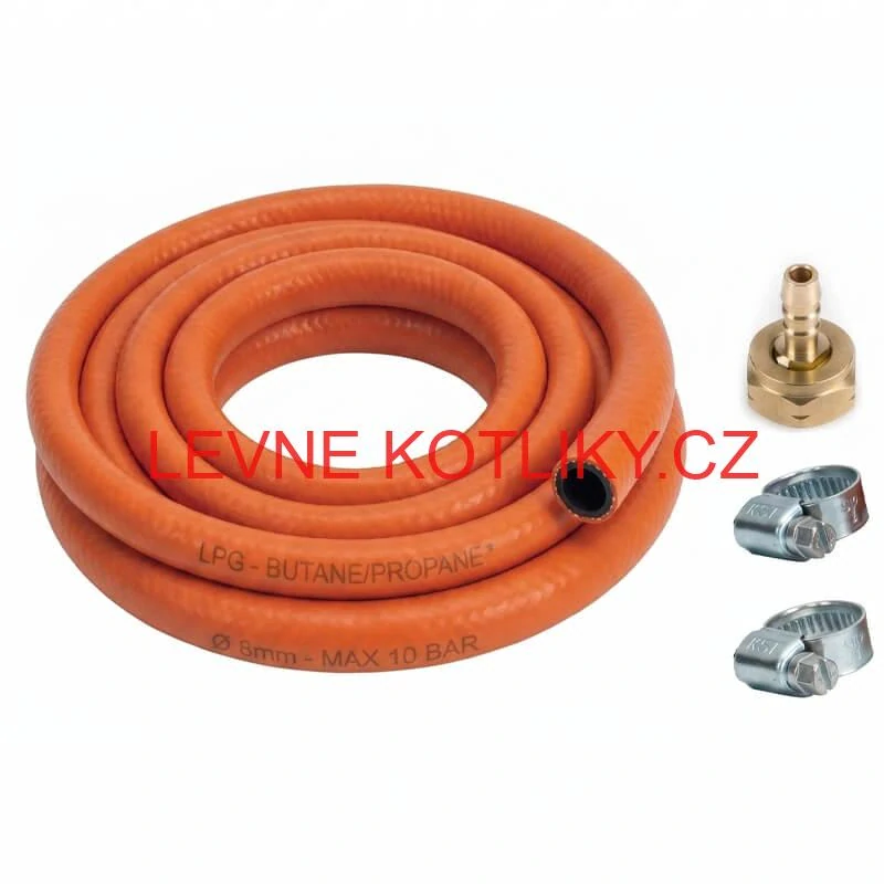 Plynová hadice 2,5 m + 2 spony + levá matice (20 bar)