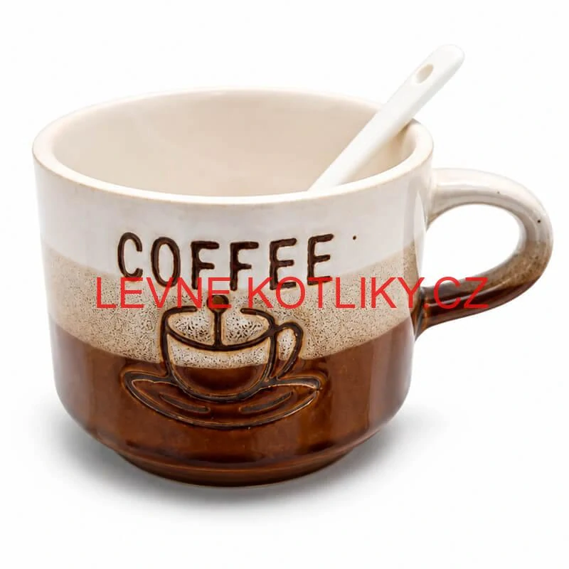 Keramický hrnek na kávu 150 ml COFFEE s lžičkou 1 ks