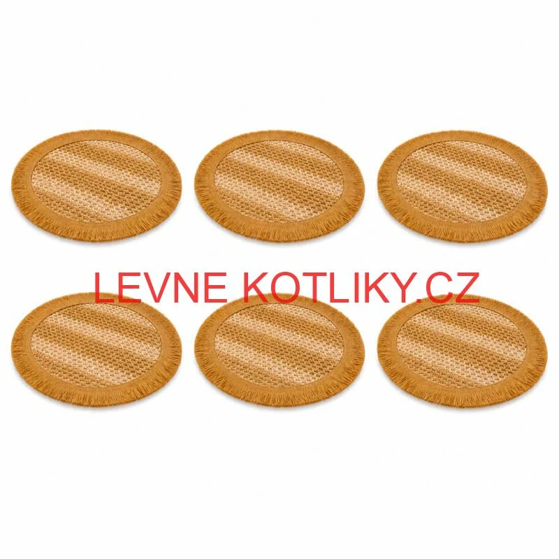 Kulaté přírodní podložky pod talíř se třásněmi 37 cm, 6 ks