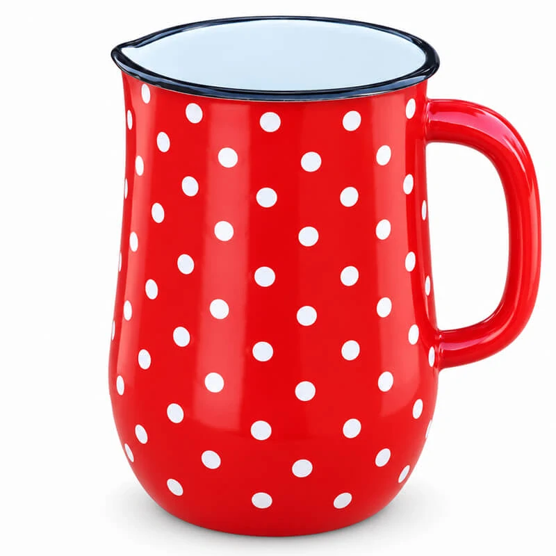 Smaltovaný džbán 2,5 l – červený s bílými puntíky