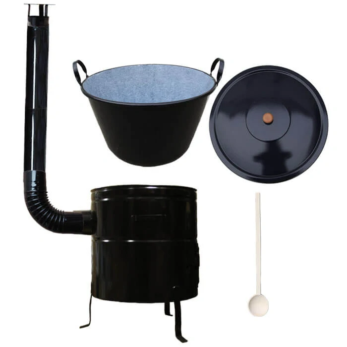 Zabijačkový smaltovaný kotel 60 L + kovová kotlina 53 cm + kouřovod