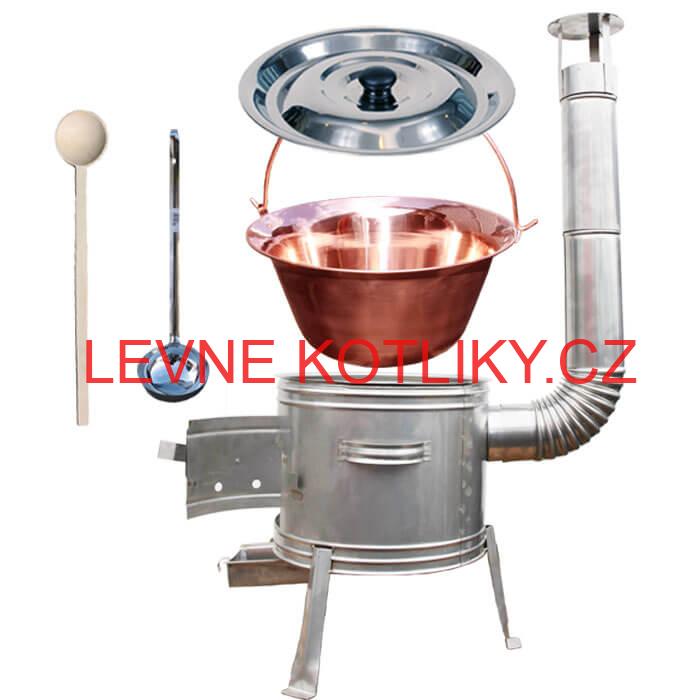 Měděný kotlík 14 L + nerezová kotlina 36 cm TOPLUX