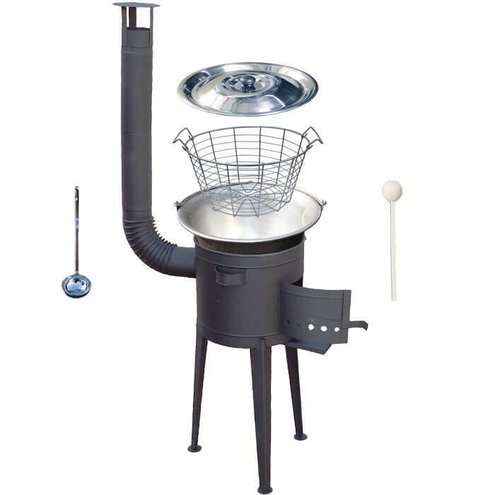 Nerezový kotlík 30 L (1,5 mm) + drátěný koš + vysoká žáruvzdorná kotlina 45 PLUS 600