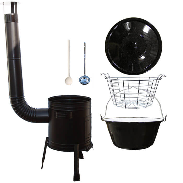 Smaltovaný kotlík 30 L (1,2 mm) + drátěný koš + kovová kotlina 45 Easy party (KOV)