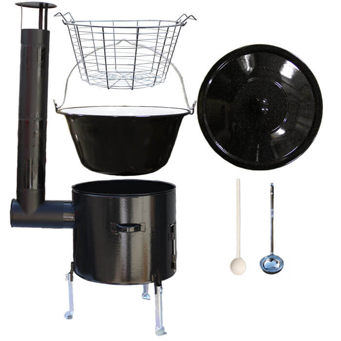 Smaltovaný kotlík 20 L (1,2 mm) + drátěný koš + smaltovaná kotlina 42 Easy party (SMALT)
