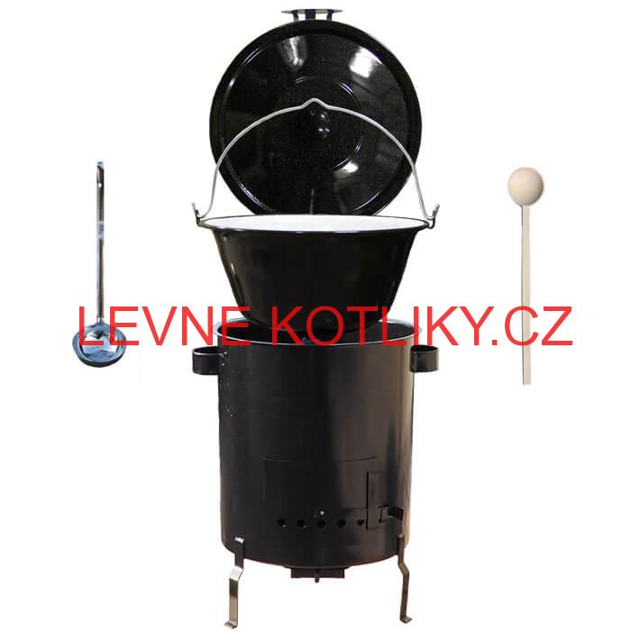 Smaltovaný kotlík 25 L (1,2 mm) + hrubostěnná (1,5 mm) kovová kotlina 42 STRONG
