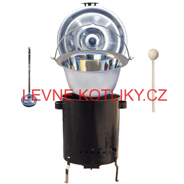 Nerezový kotlík 20 L (1,2 mm) + hrubostěnná (1,5 mm) kovová kotlina 42 STRONG