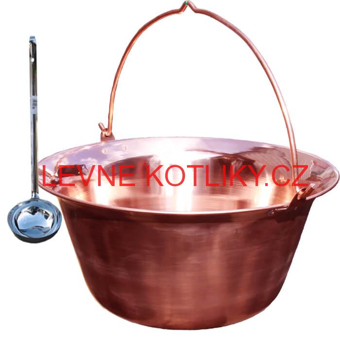 Měděný kotlík 30 L (1,2 mm) + nerezová naběračka