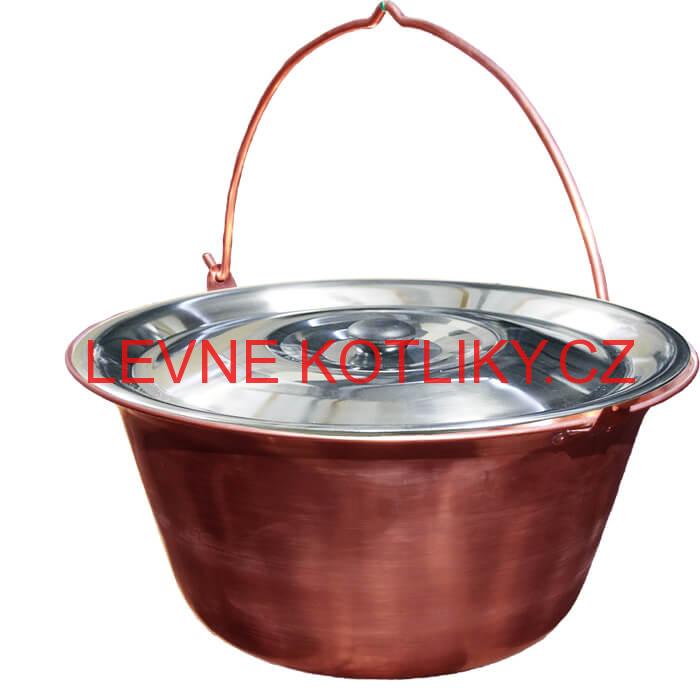 Měděný kotlík 10 L (1,2 mm) + nerezová poklice