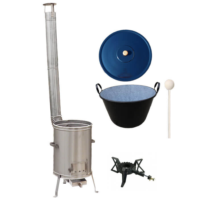 Zabijačkový smaltovaný kotel 100 L + nerezová kotlina 60 cm + hořák 7 kW