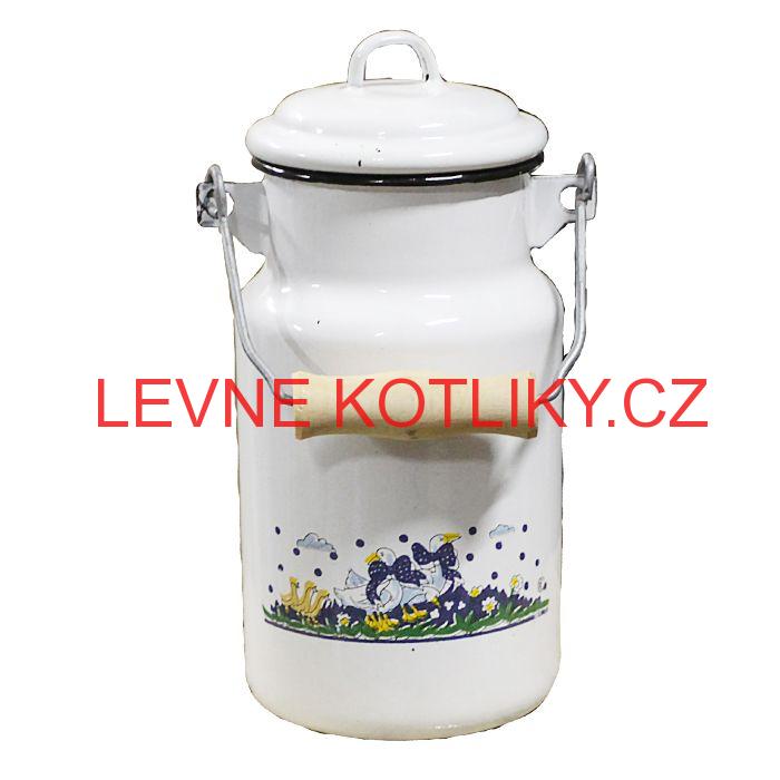 Smaltovaná konvice na mléko 1 L Kachničky