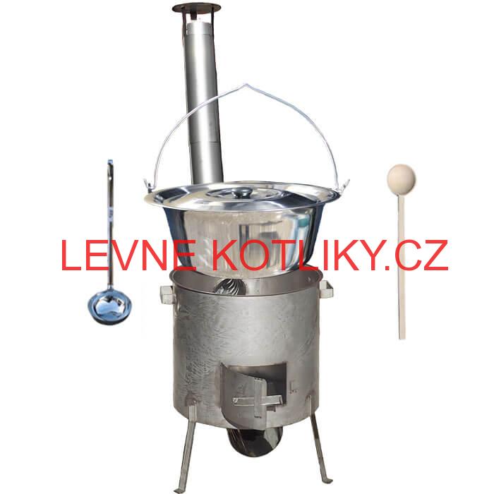 Nerezový kotlík 30 L (1,2 mm) + Vysoká Nerezová kotlina 45 cm ze zesíleným dnem (1,5 mm) KOMFORT