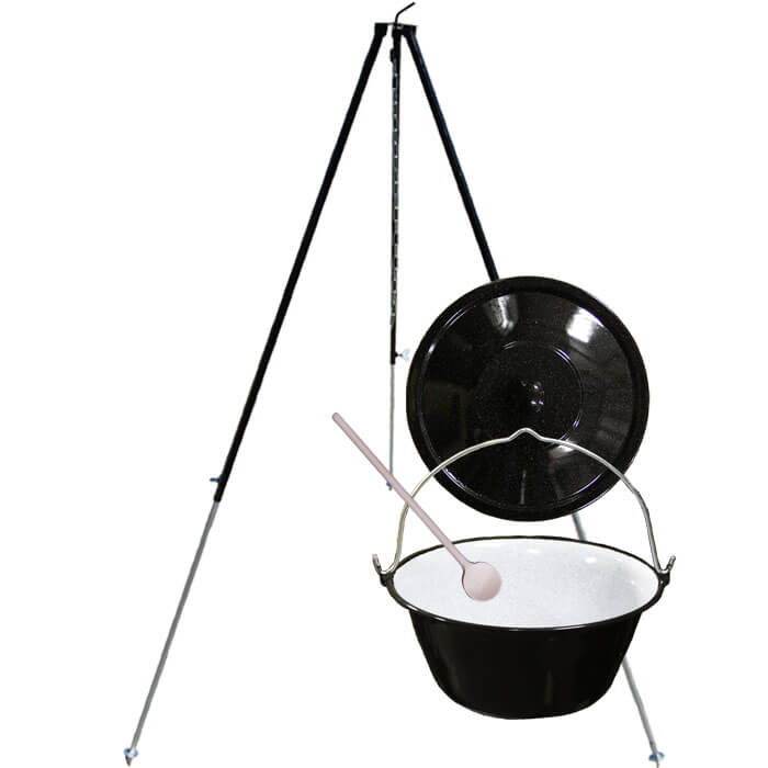 Smaltovaný kotlík 30 L + teleskopicka trojnožka 1,7 m