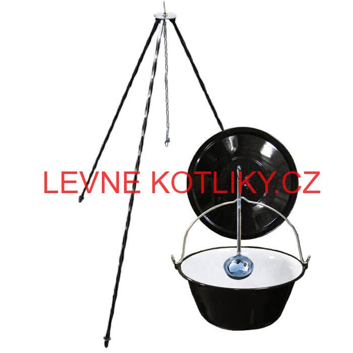 Smaltovaný kotlík 25 L poklice + trojnožka 1,20 m