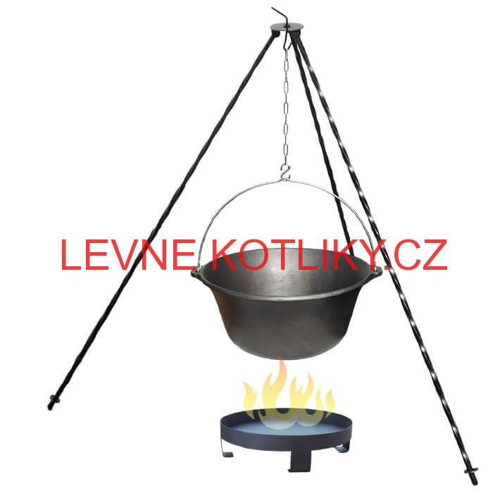 Litinový kotlík 10,8 L + trojnožka 1,2 m + ohniště 36 cm
