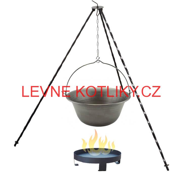 Železný kotlík 20 L (0,75 mm) + trojnožka 1,2 m + ohniště 36 cm