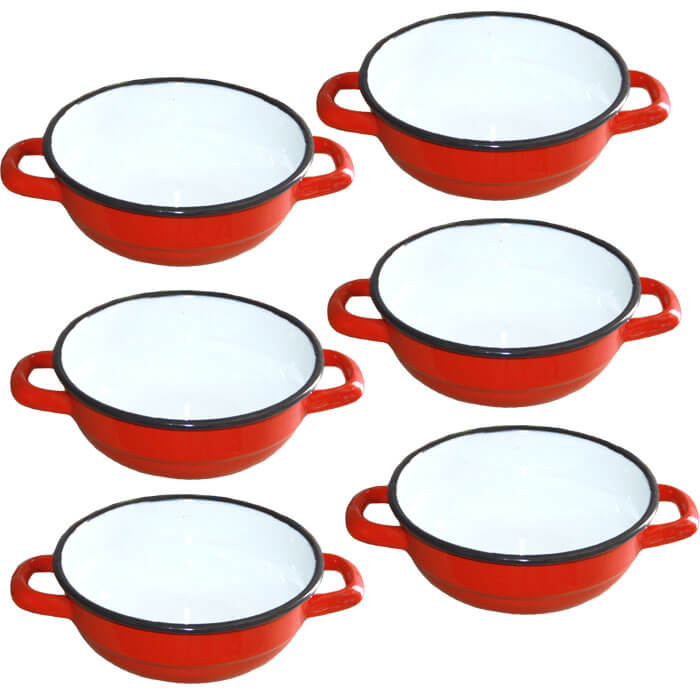 Souprava smaltovaných selských misek 16 cm 6 ks
