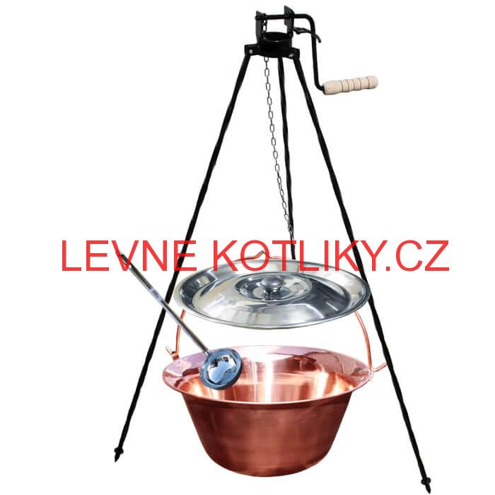 Měděný kotlík 30 L + stojan s kladkou VAR