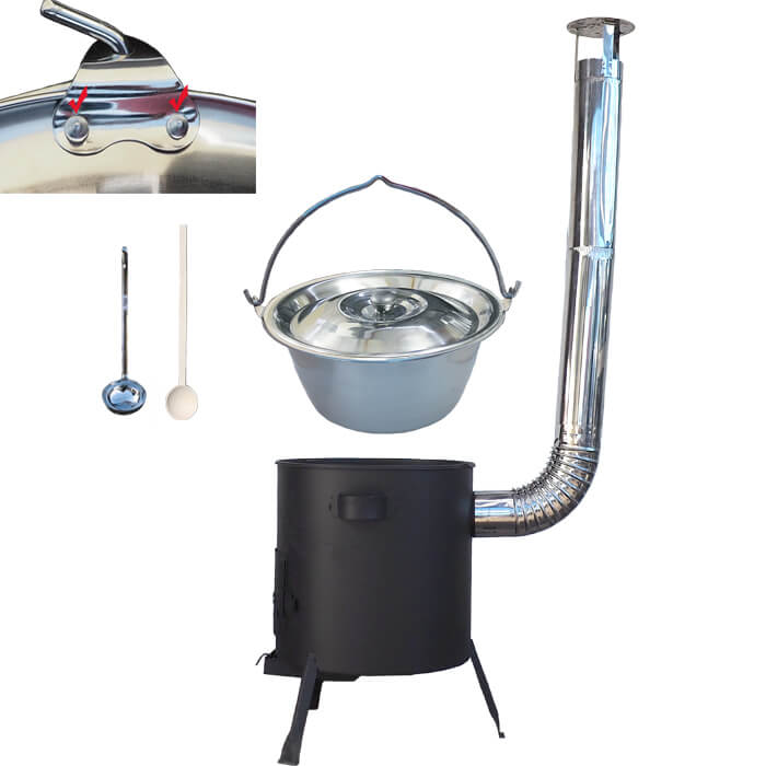 Nerezový kotlík 20 L (0,8 mm) zesílený s nýty + žáruvzdorná kotlina (1 mm) 42 PLUS 600