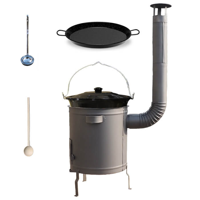 Smaltovaný kotlík 13 L (1,2 mm) + Paella pánev 38 cm + silnostěnná (1,5 mm) žáruvzdorná kotlina (1,5 mm) 36 PLUS 600