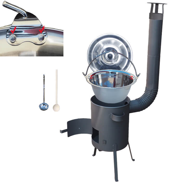 Nerezový kotlík 15 L s nýty (0,8 mm) INOX + žáruvzdorná kotlina 36 PLUS 600 4 MM