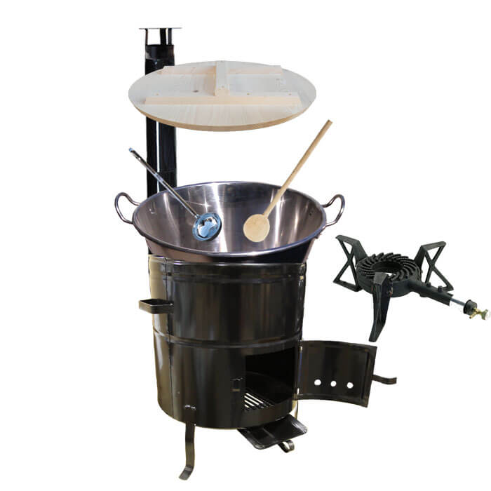 Zabijačkový nerezový kotel 100 L + kovová kotlina 60 cm + litinový hořák