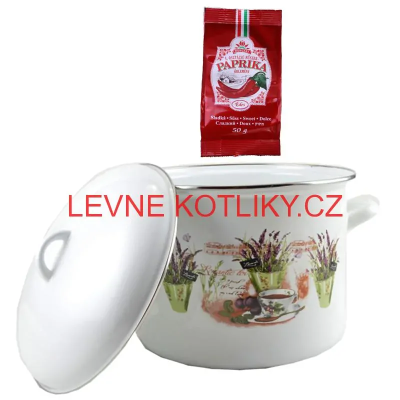 Smaltovaný hrnec s poklicí 10,4 L levandule + sladká paprika GURMÁN 50 g