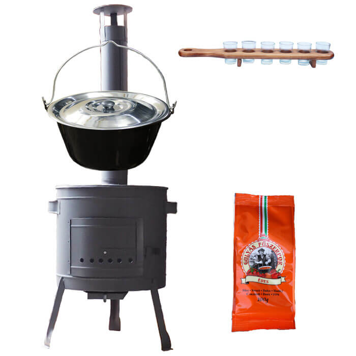 Smaltovaný kotlík 20 L (1,2 mm) + pepř + štamperlíky + nízká žáruvzdorná kotlina (0,8 mm) 42 PLUS 600