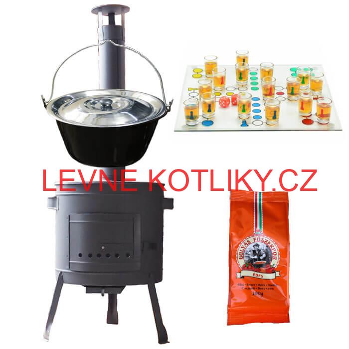 Smaltovaný kotlík 20 L (1,2 mm) + pepř + člověče pi už + nízká žáruvzdorná kotlina 42 PLUS 600