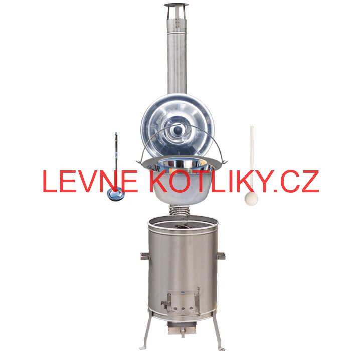 Nerezový kotlík 15 L (1,2 mm) + nerezová kotlina 36 cm + vařečka a naběračka LUX