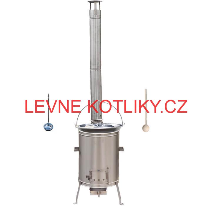 Nerezový kotlík 15 L (1,5 mm) + nerezová kotlina 36 cm + vařečka a naběračka LUX