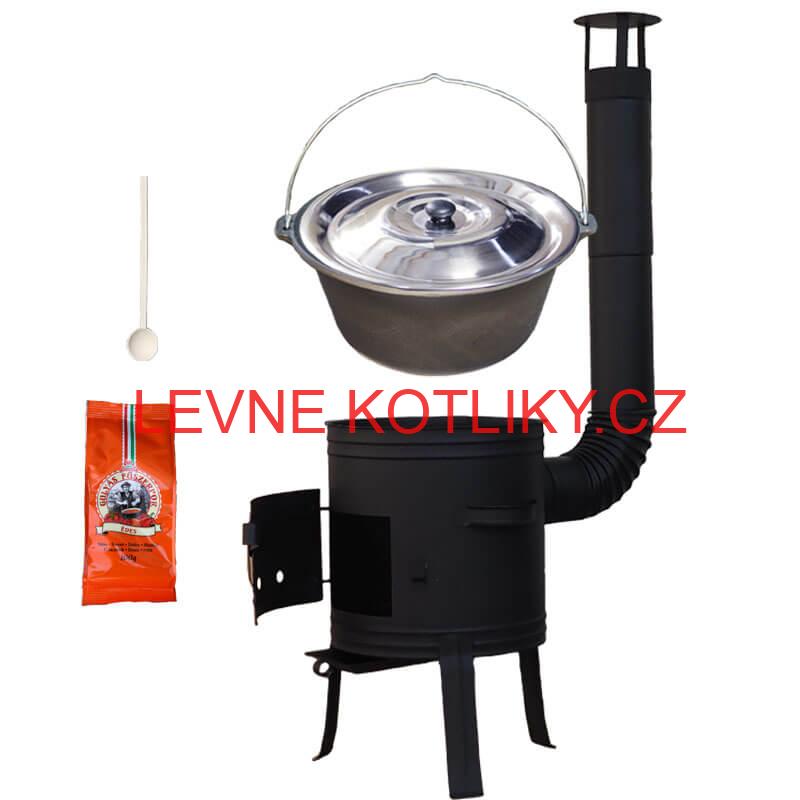 Litinový kotlík 10,8 L + kotlina 33 cm (1 mm) + žáruvzdorná barva Plus 700