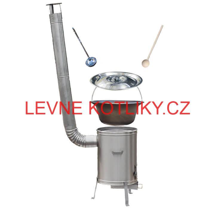 Litinový kotlík bez povrchové úpravy 10,8 L + Nerezová kotlina 33 LUX