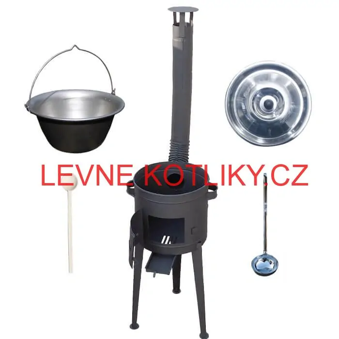 Nerezový kotlík 20 L (1,5 mm) + vysoká žáruvzdorná kotlina (1,5 mm) HODO 42 cm PLUS 600 + vařečka + naběračka