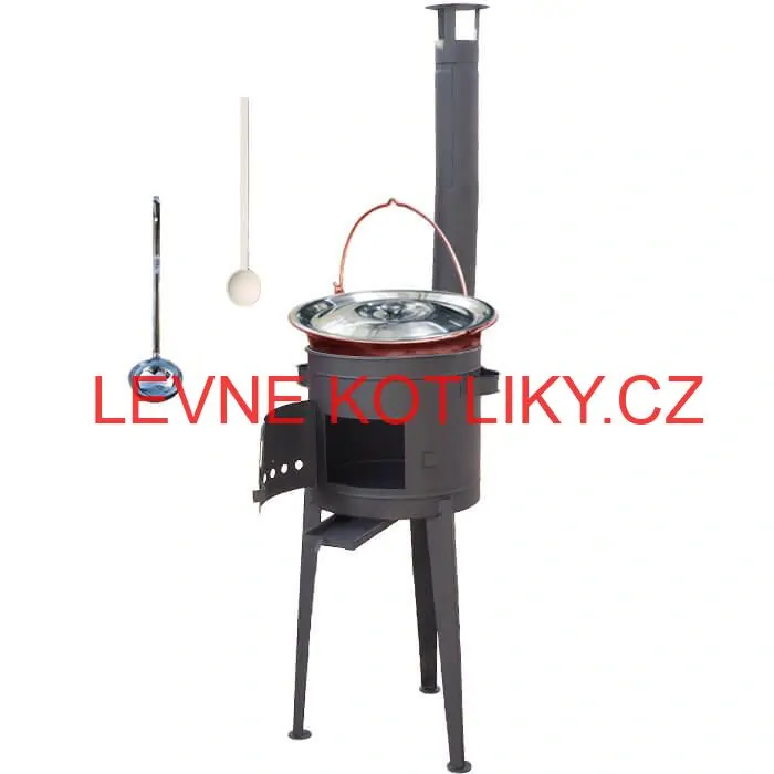 Měděný kotlík 20 L (1,2 mm) + vysoká žáruvzdorná kotlina (1,5 mm) HODO 42 cm PLUS 600 + vařečka + naběračka