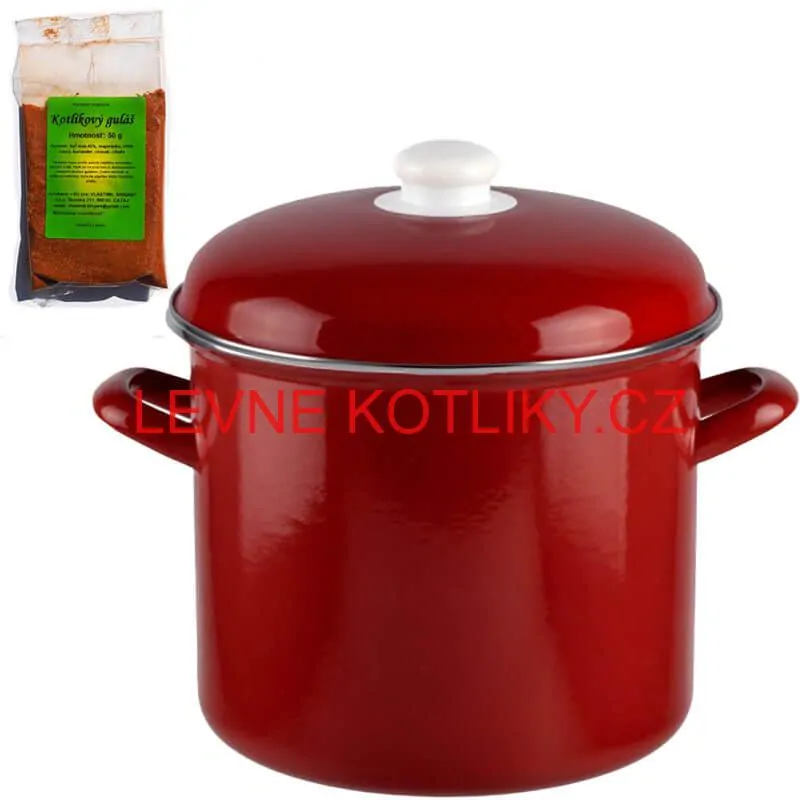 Smaltovaný hrnec s poklicí 4 l červený + pikantní směs koření 50 g Kotlíkový guláš