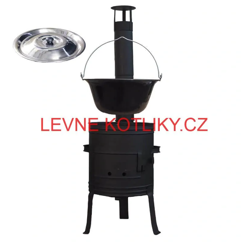 Smaltovaný kotlík 11 L BLACK + nerezová poklice INOX + žáruvzdorná kotlina 33 cm Plus 700