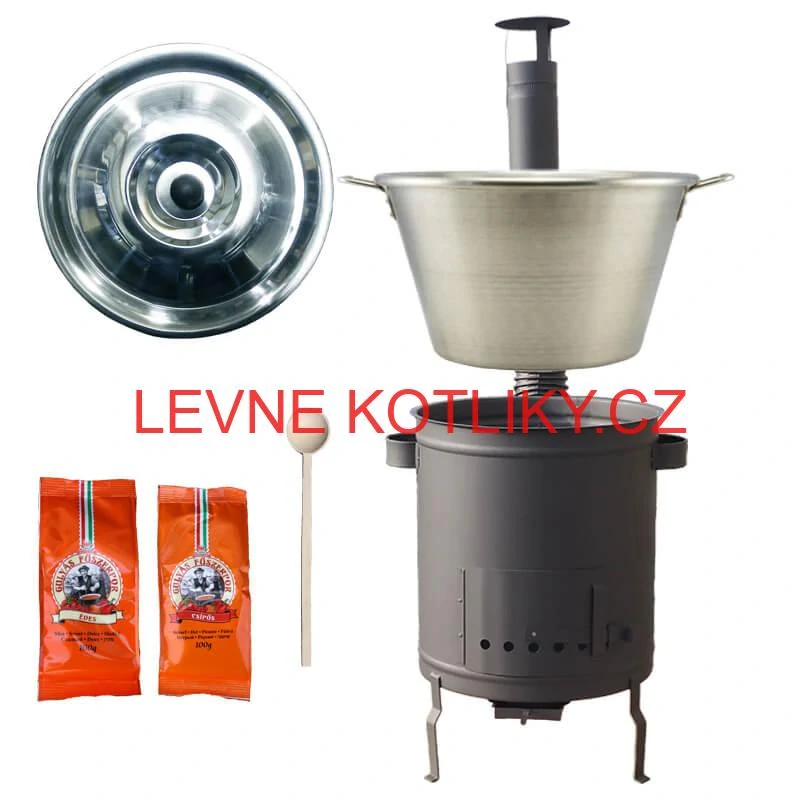 Nerezový kotel 40 L + Hrubostěnná kotlina 45 cm (1,5 mm) STRONG Plus 600 + paprikové koření na guláš