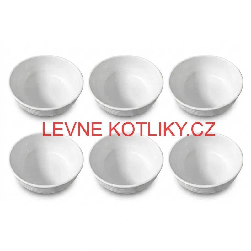 Sada 6 ks: Prémiové bílé misky s kamennou strukturou (750 ml)