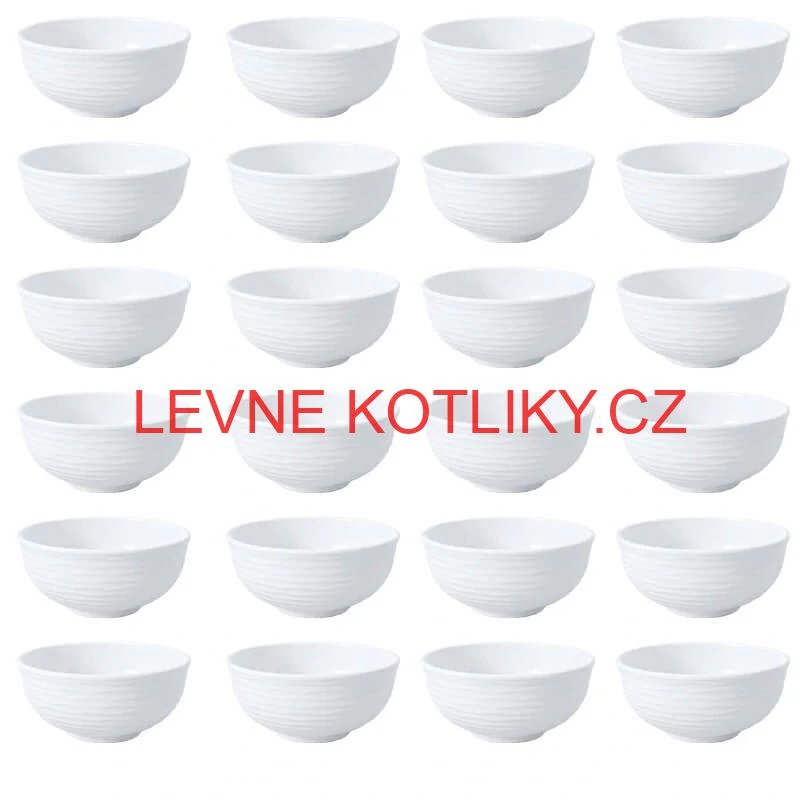 Sada 24 ks: Prémiové bílé misky s kamennou strukturou (750 ml)