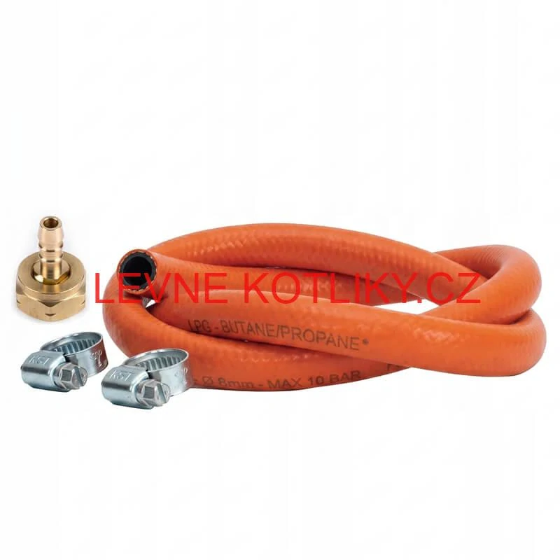 Plynová hadice 2,5 m + 2 spony + levá matice (20 bar)