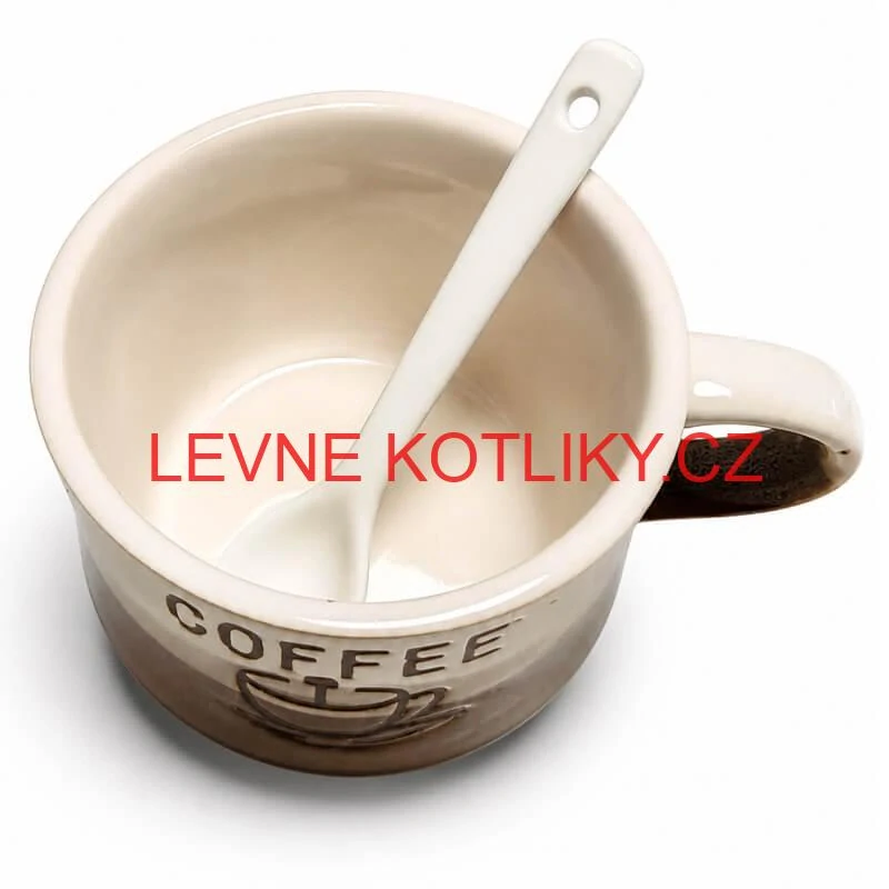 Keramický hrnek na kávu 150 ml COFFEE s lžičkou 1 ks