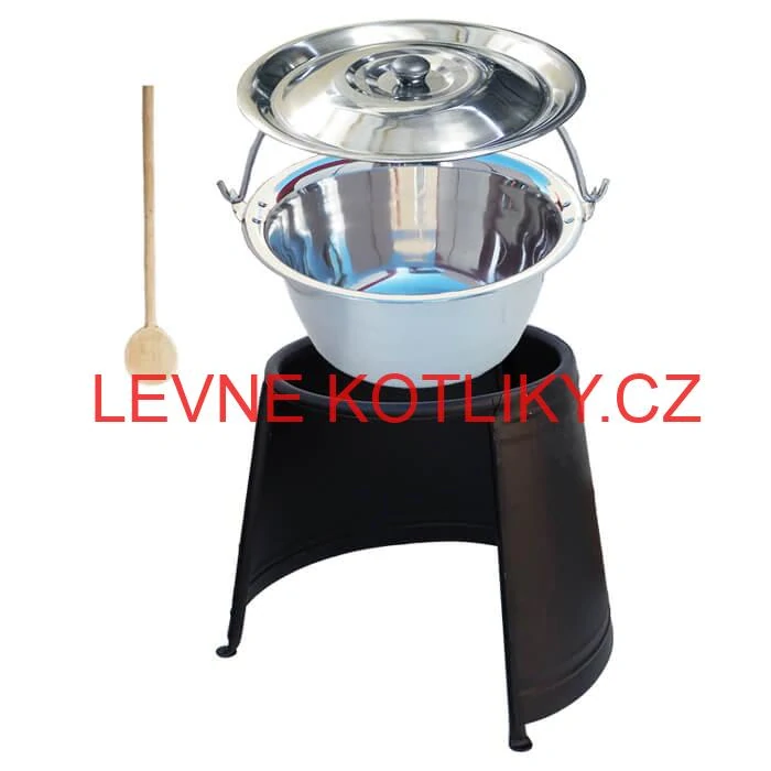 Nerezový kotlík 14 L (0,8 mm) + poklice + chránič plamene