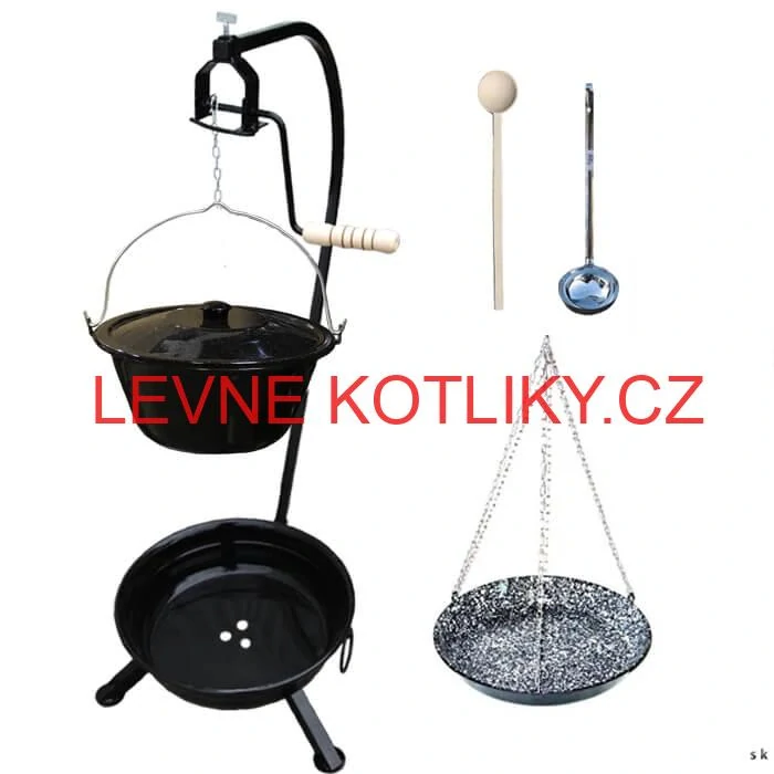 Smaltovaný kotlík 13 L (1,2 mm) + smaltovaná pánev + přenosné ohniště