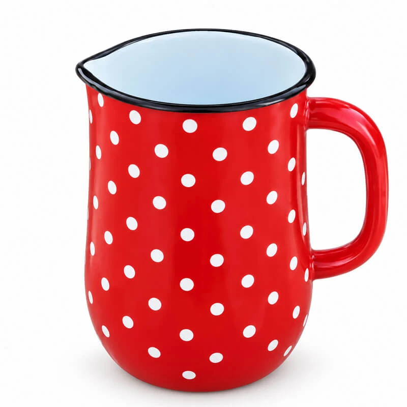 Smaltovaný džbán 2,5 l – červený s bílými puntíky