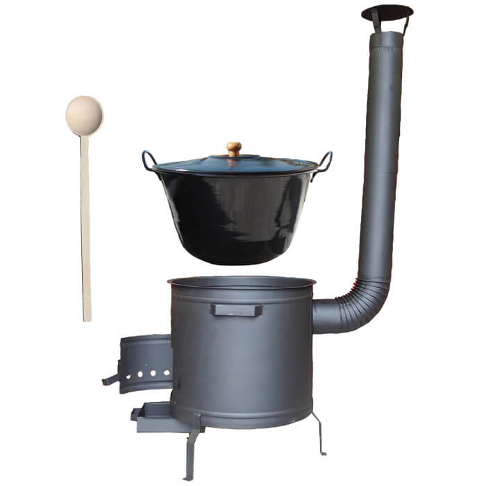 Zabijačkový smaltovaný kotel 100 L + žáruvzdorná kotlina 60 cm PLUS 600