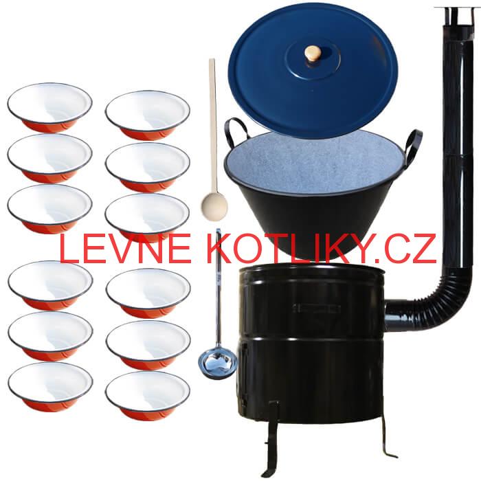 Smaltovaný kotel 80 L + smaltované talíře 12 ks PLUS 600