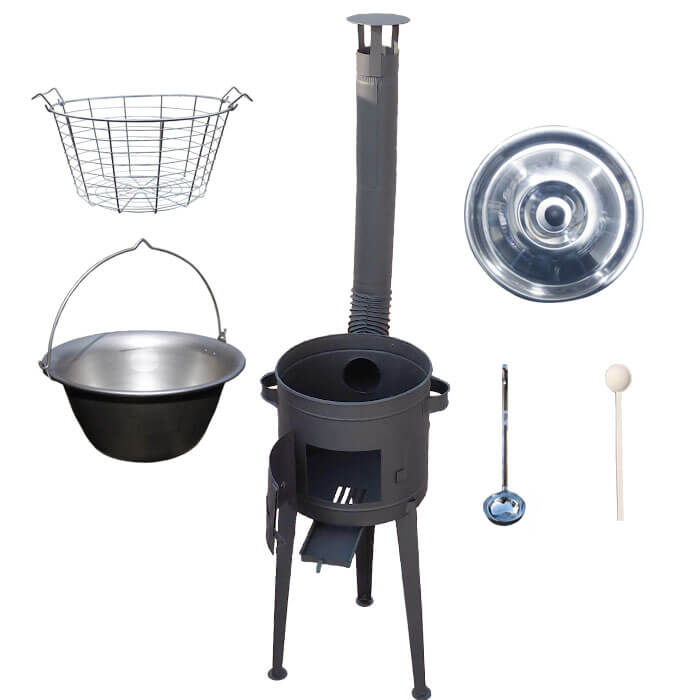 Nerezový kotlík 30 L (1,5 mm) + drátěný koš + vysoká žáruvzdorná kotlina 45 PLUS 600